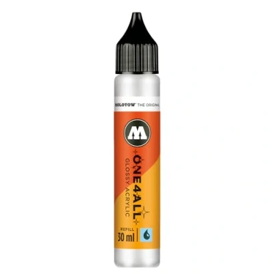 Afbeelding van Molotow One4All Refill acryl 30 ml (inkt voor het bijvullen van acrylmarkers, zeer dekkend en permanent, sneldrogend, bijna alle ondergronden), 251 glanzend wit