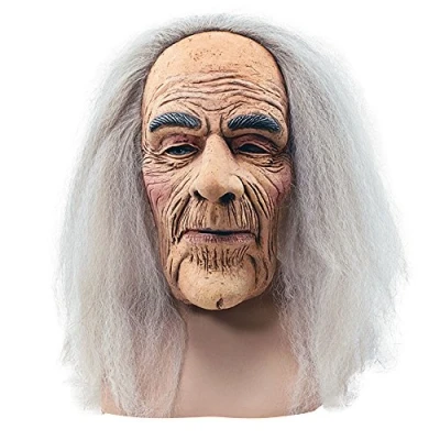 Afbeelding van Realistisch veelkleurig griezelig oud manmasker met haarset perfect accessoire voor Halloween feesten, spookhuizen en enge filmavonden