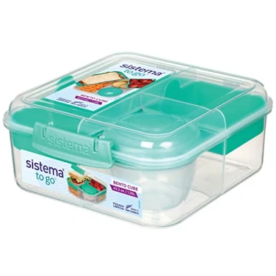 Afbeelding van Sistema 21685 Bento Cube Box To Go met Fruit/Yoghurtpot, 1,25 liter kleuren: mint
