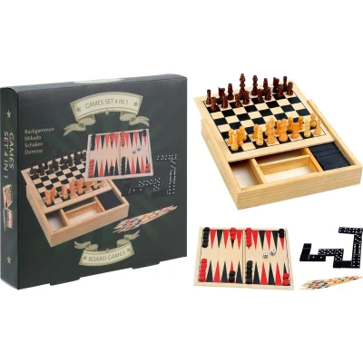 Afbeelding van Houten Spellendoos 4in1