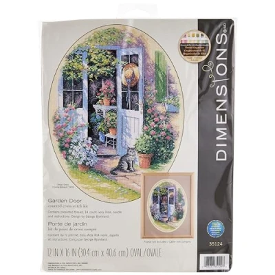Afbeelding van Dimensions Getelde kruisstickset, tuindeur, ivoorkleurig