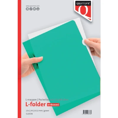 Afbeelding van Insteekmap L model Quantore A4 PP 0.12mm groen 25 stuks