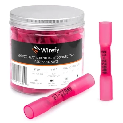 Afbeelding van Wirefy 200 Stuks Stootverbinder Krimpkous Kit Butt Connectoren Geïsoleerde en Afgedichte Kabelschoenen 0,5 1,5mm²