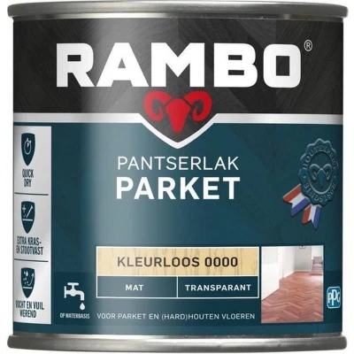 Afbeelding van Rambo Pantserlak Parket Transparant Mat Lak 250 ml Kleurloos