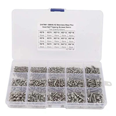 Afbeelding van 500 delige geassorteerde schroefset Roestvrijstalen schroefassortiment Kit M2 M3 M4 Corrosiebestendige metalen schroeven