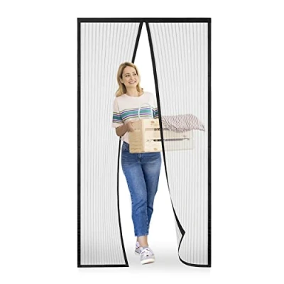 Afbeelding van Vliegengaas voor deur, magnetisch, muggennet, deurgordijn, muggenbescherming, hal, deuren, terras, eenvoudig te installeren, afdichting, zwart, 85 x 210 cm