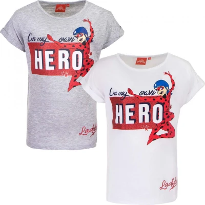 Afbeelding van 2pack tshirt miraculous grijs en wit maat 110 5jaar