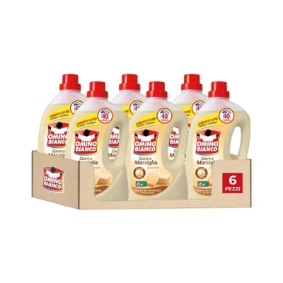 Afbeelding van Omino Bianco Vloeibaar wasmiddel voor wasmachine, frisse geur met hart essentie, 240 wassladingen, 2000 ml x 6 verpakkingen