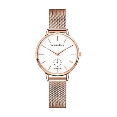 Afbeelding van VICTORIA HYDE Mode Elegante Vrouwen Horloge Met Clear Witte Wijzerplaat Analoge Quartz Afneembare Lederen Band Roestvrij Staal Mesh Band, Rosegold, Armband