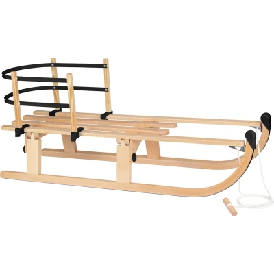 Afbeelding van Nijdam Vouwslee met Rugleuning en Trekkoord Slee Slede Opklapbaar XL 110 cm Hout Zwart