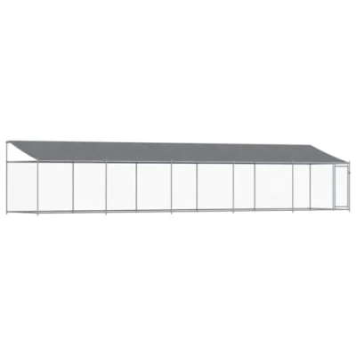 Afbeelding van vidaXL Hondenhok met dak en deur 10x2x2 m gegalvaniseerd staal grijs