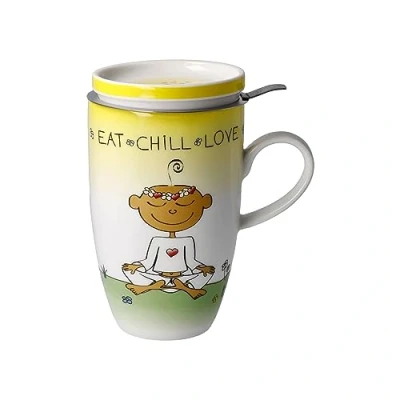 Afbeelding van Goebel Der kleine Yogi Thee Mok Eat Chill Love Beker porselein 450ml