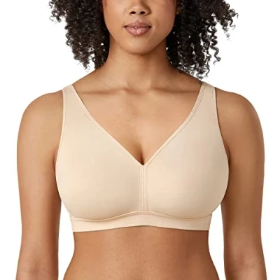 Afbeelding van AISILIN Dames BH zonder beugel Grote Maten Comfortabele Slaapbeha Volledige Cup Zacht Comfortabel Beige 80E