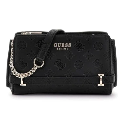 Afbeelding van GUESS Handtas Schoudertas Zarela Mini Top Zip Crossbody Black Logo Zwart