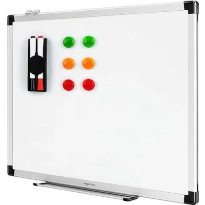 Afbeelding van Amazon Basics Magnetisch whiteboard met pennenbakje en aluminium lijsten, droog afwasbaar, 60 cm x 45 (b h), wit
