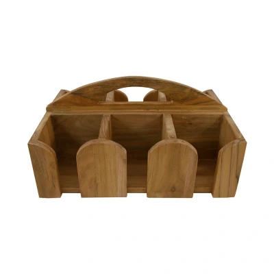 Afbeelding van Teak Mok/bekerhouder voor zes glazen met handvat