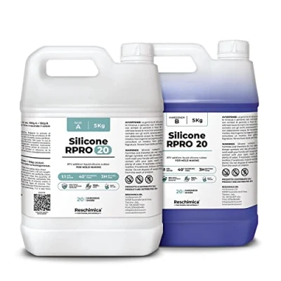 Afbeelding van R PRO 20 vloeibare siliconenrubber voor mallen met gemiddelde hardheid, eenvoudig in gebruik (1:1) en niet giftig, scheurbestendig compatibel epoxyharsen, polyurethanen, gips (2 kg)