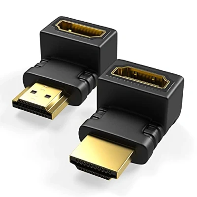 Afbeelding van RedStar24 HDMI haakse stekker 90 graden &amp; 270 adapter Type A bus en connector vergulde contacten 4K Ultra HD UHD 3D Full 1080p HDR ARC 2 stuks