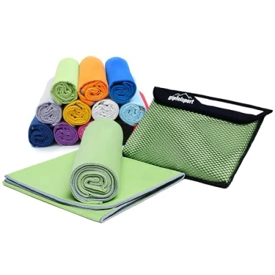 Afbeelding van Microvezel handdoek, voor sauna, fitness en sport strandhanddoek, sporthanddoek 140x70cm Gifgroen