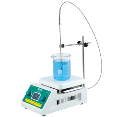 Afbeelding van VEVOR Magneetroerder verwarmingsplaat, max. 300 C, 2000 omw/min verwarmingsplaat met magneetroerder, ml verwarmingsplaatroerder LED scherm, steunstandaard &amp; roerstaven, 500 W