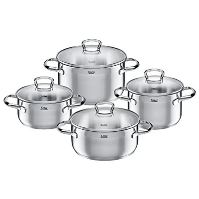 Afbeelding van Silit Pannenset Toscane met glazen deksel, inductie (set, 8 delig)