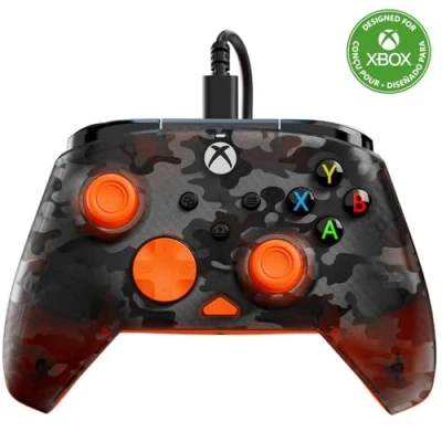 Afbeelding van Turtle Beach Rematch Core Ghost Camo Zwart/Oranje Bekabelde Gamingcontroller Gelicentieerd voor Xbox Series X en S, One Windows PCs 2 Stops Impulstriggers, Audiobediening, Kabel van 2.5 m