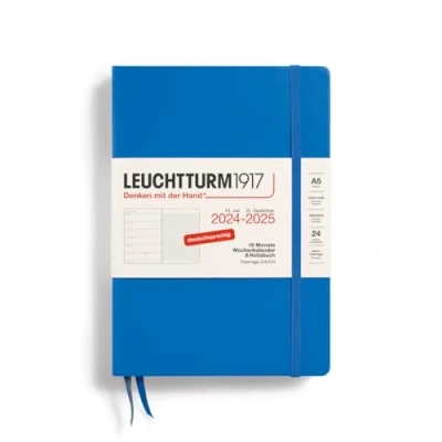 Afbeelding van LEUCHTTURM1917 370618 weekkalender &amp; notitieboek medium (A5) 2025, 18 maanden 07.2024 12.2025, hardcover, Sky, Duits