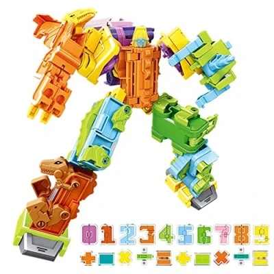 Afbeelding van OBEST Dinosaurus Robot Transforming Speelgoed, 20 stuks Transformable DIY Tyrannosaurus Rex, Number Educational Deformatie Toys voor kinderen, wiskunde leren, vanaf 6 jaar en ouder