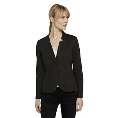 Afbeelding van TOM Tailor Structured Ottoman Blazer Blazer, Dames, Maat: Large, Deep black