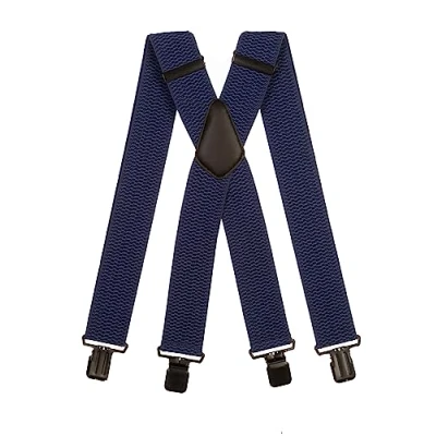 Afbeelding van Olata Extra Brede X Vorm Bretels met Dikke Stof 5 cm. Blauw (Zwarte Clips)