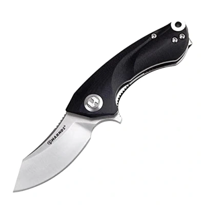 Afbeelding van Harnds Outdoor mes Vouwmes Sandvik 14C28N lemmet Camping met zakclip G10 handgreep Flipper Open voor Survival (Zwart)