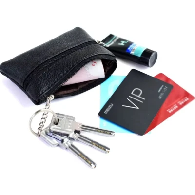 Afbeelding van Actie4you® Sleuteltasje Leren Sleuteletui 1 Sleutelring Portemonnee Muntgeld Zwart