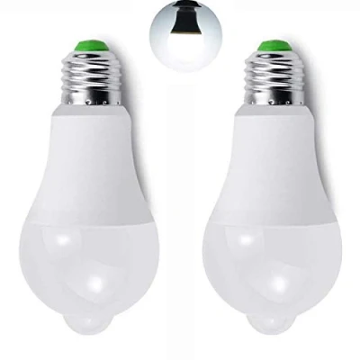 Afbeelding van FOLGEMIR 2 stuks LED lamp met bewegingsmelder koud wit, PIR sensor, 230 V, 12 W, E27, 1020 lumen, perfect voor trappen, garage, hal, binnenplaats, terras
