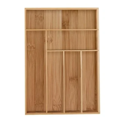 Afbeelding van relaxdays bestekbak bamboe 6 vaks besteklade bestek organizer bestekcassette