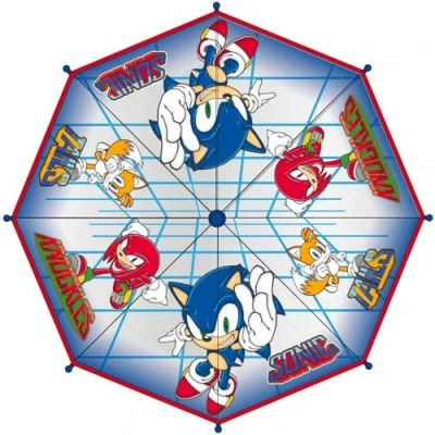 Afbeelding van Sonic Bubble paraplu, handmatige opening, blauw, bedrukt met en zijn vrienden, gemaakt van 100% POE glasvezelstructuur, origineel product, ontworpen in Spanje, Blauw
