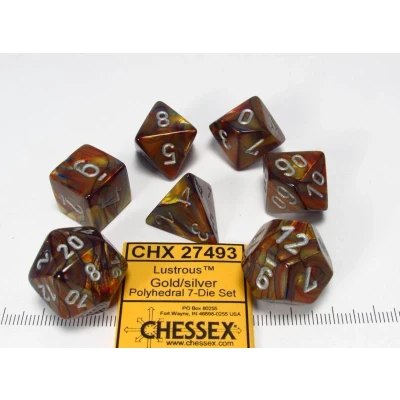 Afbeelding van Chessex Lustrous Goud/Zilver Polydice Dobbelsteen Set (7 stuks)