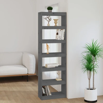 Afbeelding van Boekenkast/kamerscherm 60x30x199,5 cm massief grenenhout grijs