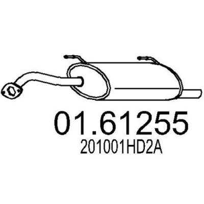 Afbeelding van MTS 01.61255 Einddemper 1000mm NISSAN: Micra IV Hatchback (K13) 1.2, 1.2 DIG S, LPG 2010 2015