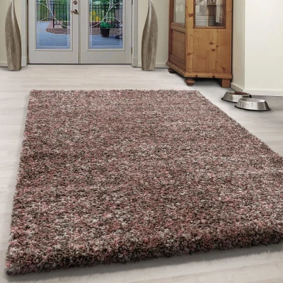 Afbeelding van Rainbow Soft Shaggy Hoogpolig Vloerkleed Beige / Roze 120x170 cm