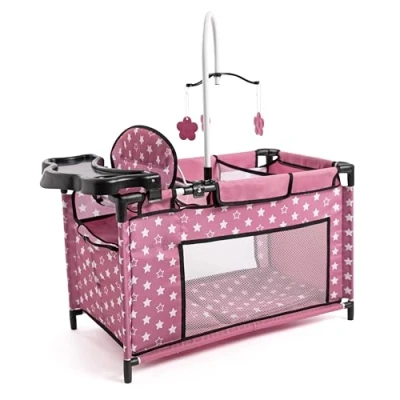Afbeelding van Bayer Design 62676AA Poppenbed met geïntegreerde kinderstoel, kastcompartiment, mobiel, kussen