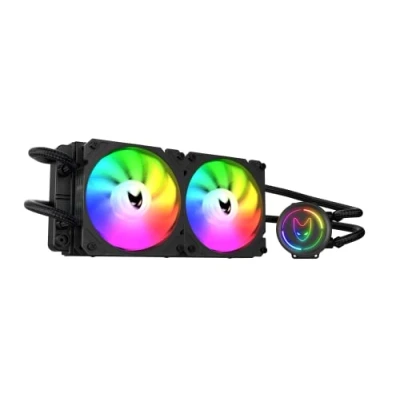 Afbeelding van Oversteel ZIRCON Vloeistofkoeling 240mm RGB, 2x PWM 120mm RGB ventilator, TDP 200W, compatibel met Intel en AMD AM4, zwarte kleur