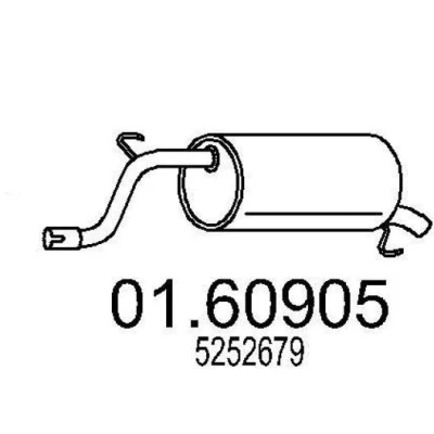 Afbeelding van MTS 01.60905 Einddemper 1050mm OPEL: Corsa D Hatchback (S07) 1.0 2006 2014