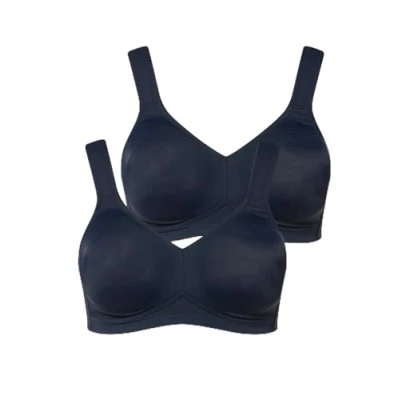 Afbeelding van Ulla Popken 2 PACK Without Underwire Tshirt BH, Dames, Maat: 90B, Dark blue