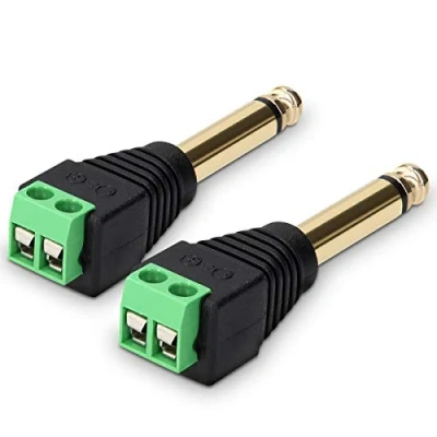 Afbeelding van kwmobile 2x 6,35mm Jack adapter Micro naar 2 pins audiokabel Aansluitblok set Verbindingsset pin AUX Schroefmontage