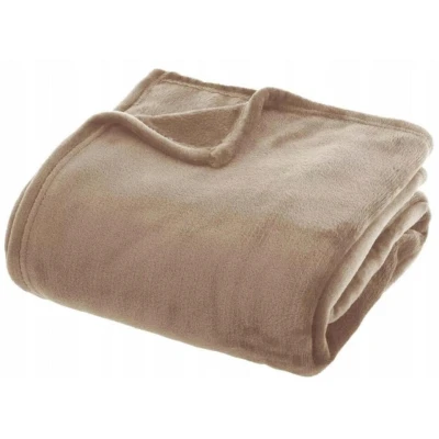 Afbeelding van H&amp;S Fleece deken dekentje plaid polyester donkerbruin 125 x 150 cm