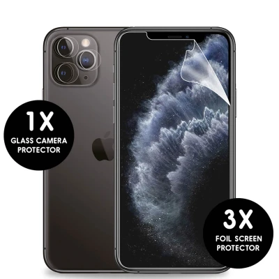 Afbeelding van 4 Pack Screenprotectors Apple iPhone Xs: iMoshion Folie 3 + Camera Protector Glas (plastic)