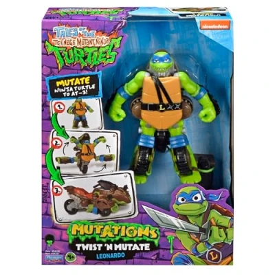 Afbeelding van Teenage Mutant Ninja 84291CO Tales Turtles Twist N Mutate Leonardo naar 3 wiel Sling Shot Voertuig door Playmates Speelgoed, Veelkleurig