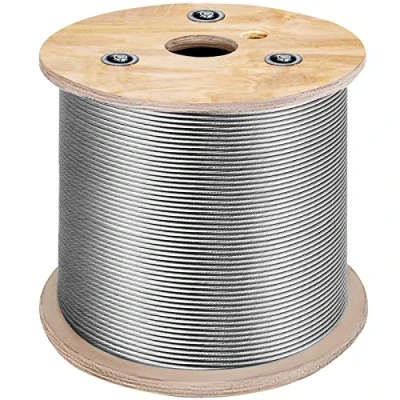 Afbeelding van VEVOR Roestvrijstalen kabel, 150 m, metaalkabel, roestvrij staal, 4,76 mm, spoel, ophangdraad, 7 x 19 strengen, breukvastheid 1678 kg, voor trapleuningen, waslijn, hangende lichtketting