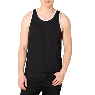 Afbeelding van Amazon Essentials Men&#039;s Tanktop met slanke pasvorm, Zwart/Wit, XXL