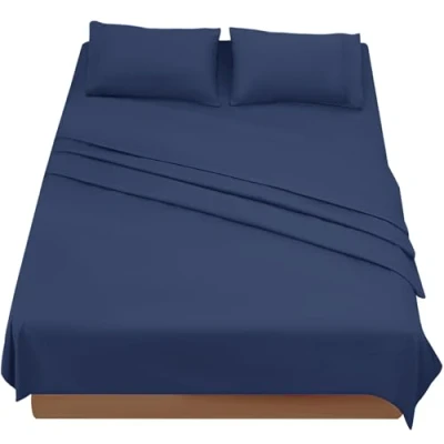 Afbeelding van FARFALLAROSSA Beddengoed voor 180 cm bed, 4 delige set, hoeslaken, 2 kussenslopen, 50 x 80 (bed 190/200 cm, blauw)